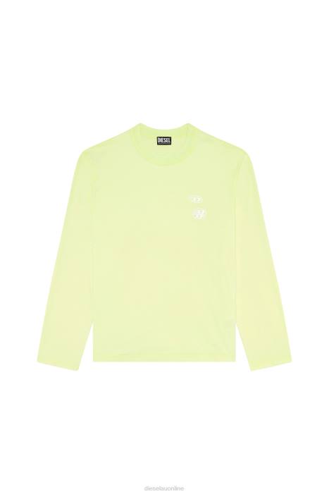 Diesel Men t-crane-ls-slits FLL0176 Apparel Yellow Fluo