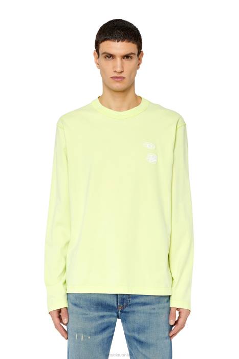 Diesel Men t-crane-ls-slits FLL0176 Apparel Yellow Fluo