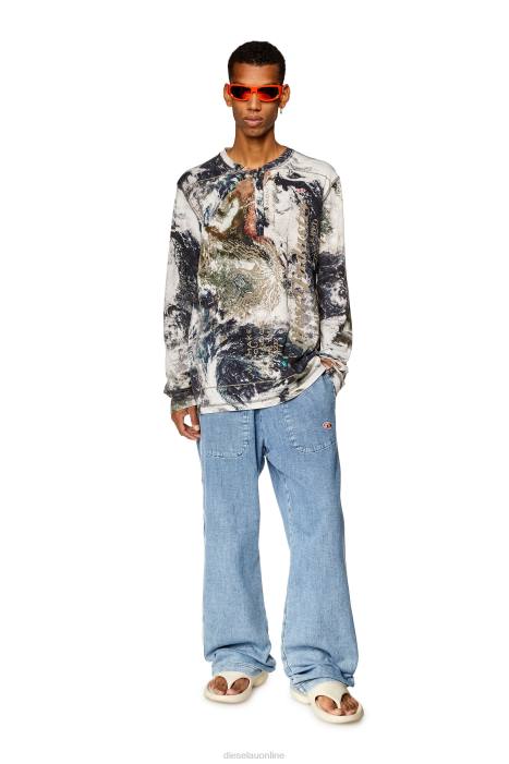 Diesel Men t-juser-l1 FLL0282 Apparel Blue/White