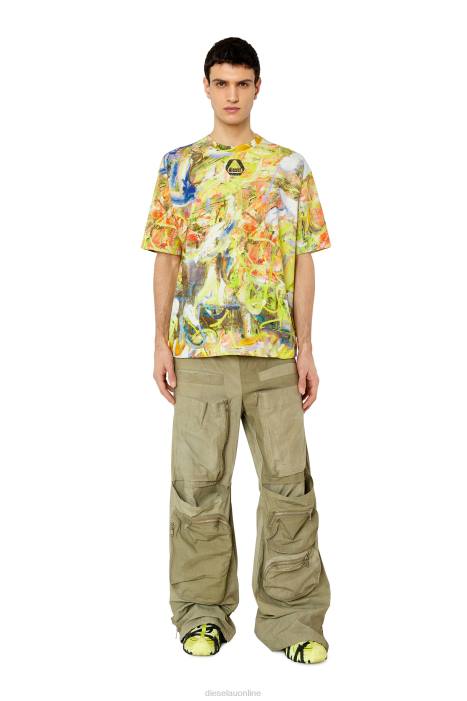 Diesel Men t-wash-g8 FLL0233 Apparel White/Yellow