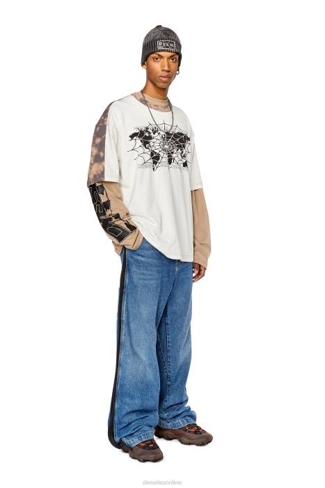 Diesel Men t-washbicol FLL0268 Apparel Pink/White