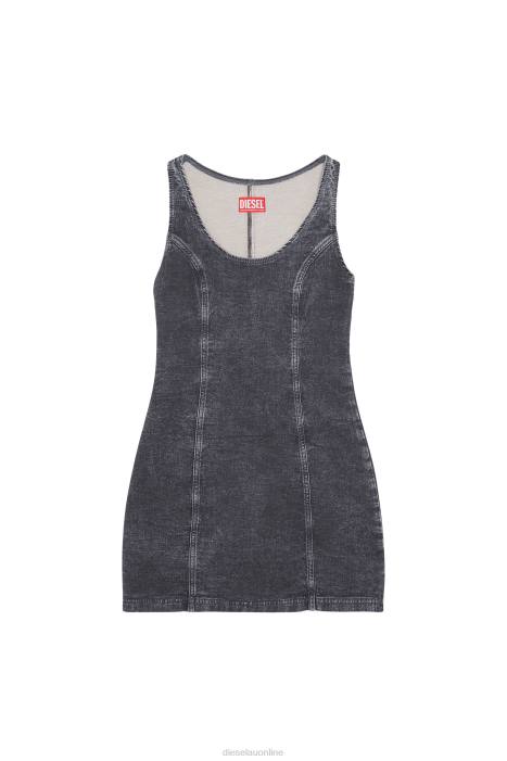 Diesel Women d-venus track denim tank dress FLL0825 Apparel Black/Dark grey
