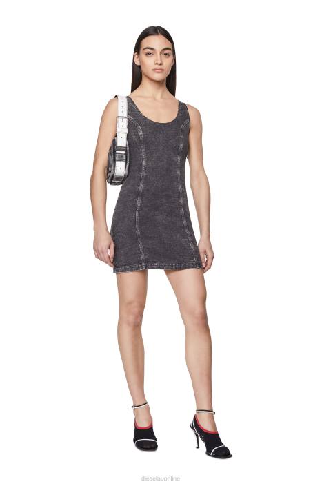Diesel Women d-venus track denim tank dress FLL0825 Apparel Black/Dark grey