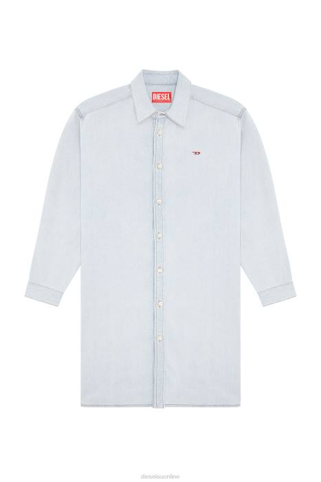 Diesel Women de-blex shirt dress FLL0842 Apparel Light Blue