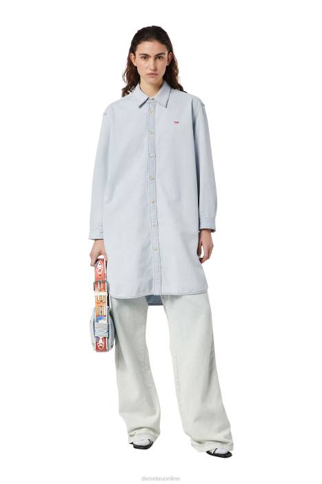 Diesel Women de-blex shirt dress FLL0842 Apparel Light Blue