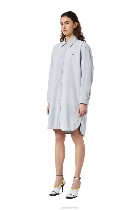 Diesel Women de-blex shirt dress FLL0842 Apparel Light Blue