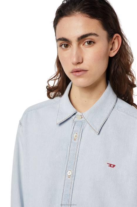 Diesel Women de-blex shirt dress FLL0842 Apparel Light Blue
