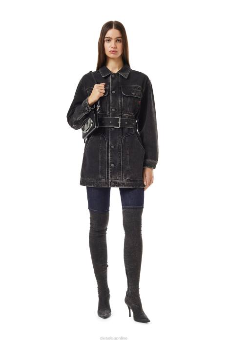 Diesel Women de-flaminia trucker coat FLL0764 Apparel Black/Dark grey