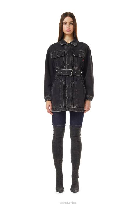 Diesel Women de-flaminia trucker coat FLL0764 Apparel Black/Dark grey