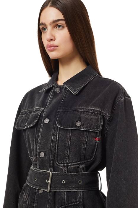 Diesel Women de-flaminia trucker coat FLL0764 Apparel Black/Dark grey