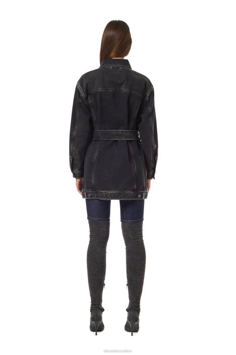 Diesel Women de-flaminia trucker coat FLL0764 Apparel Black/Dark grey