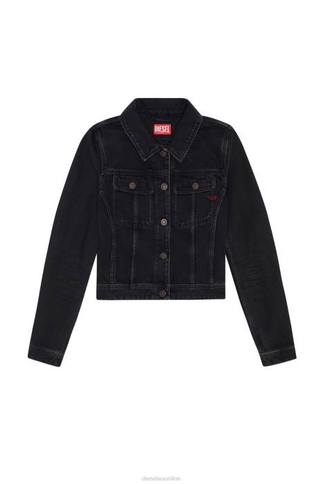 Diesel Women de-slimmy trucker jacket FLL0772 Apparel Black/Dark grey