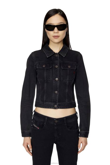 Diesel Women de-slimmy trucker jacket FLL0772 Apparel Black/Dark grey
