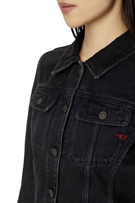 Diesel Women de-slimmy trucker jacket FLL0772 Apparel Black/Dark grey