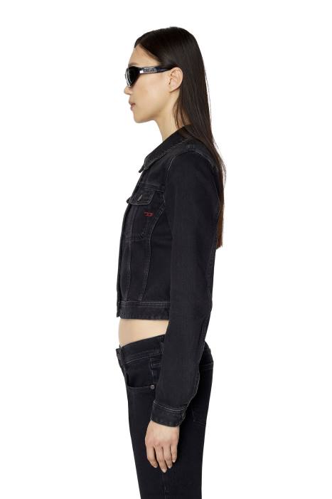 Diesel Women de-slimmy trucker jacket FLL0772 Apparel Black/Dark grey