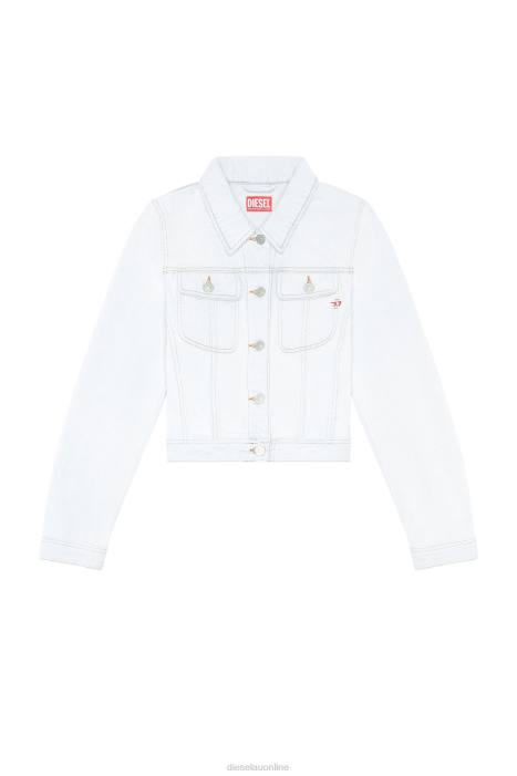 Diesel Women de-slimmy trucker jacket FLL0773 Apparel Light Blue
