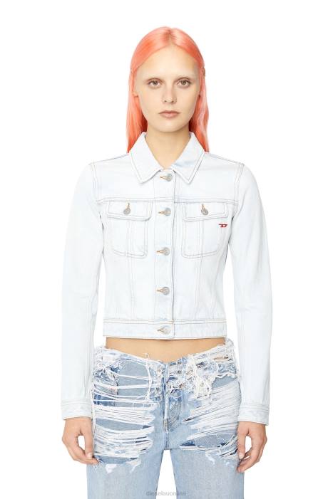 Diesel Women de-slimmy trucker jacket FLL0773 Apparel Light Blue