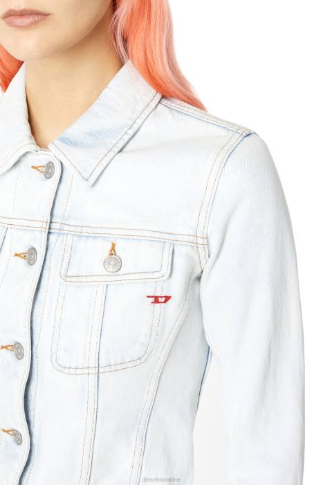 Diesel Women de-slimmy trucker jacket FLL0773 Apparel Light Blue