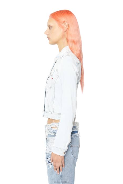 Diesel Women de-slimmy trucker jacket FLL0773 Apparel Light Blue