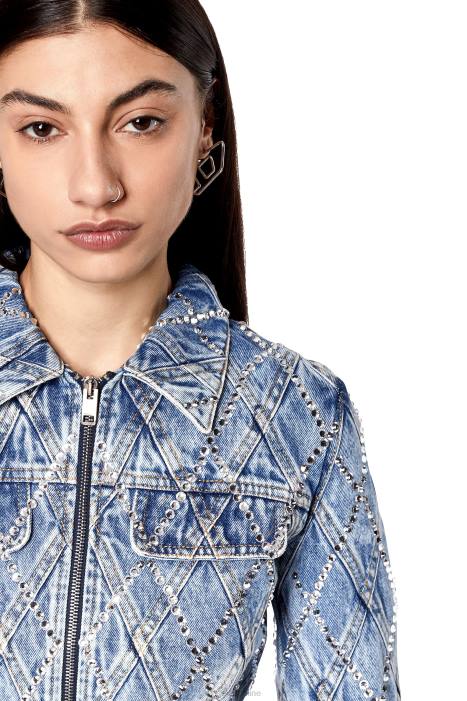 Diesel Women de-slimmy-zip-fs FLL0750 Apparel Light Blue