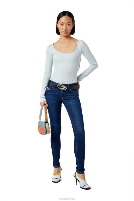 Diesel Women d-cho track denim bodysuit FLL0880 Apparel Light Blue