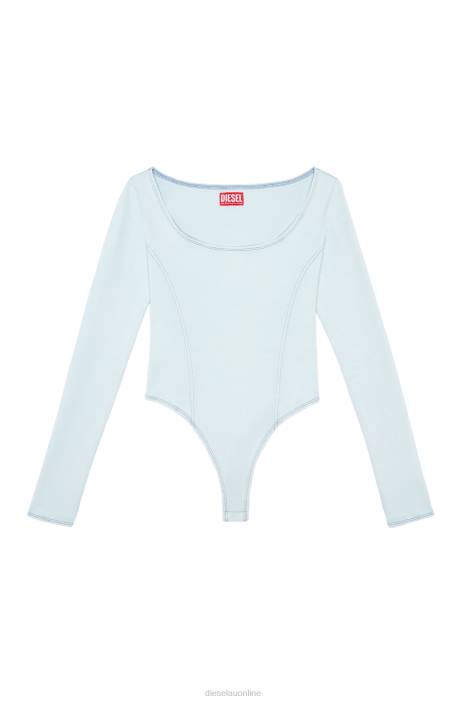Diesel Women d-cho track denim bodysuit FLL0880 Apparel Light Blue