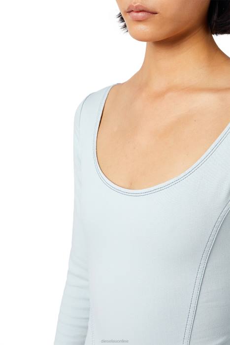 Diesel Women d-cho track denim bodysuit FLL0880 Apparel Light Blue