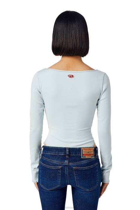 Diesel Women d-cho track denim bodysuit FLL0880 Apparel Light Blue