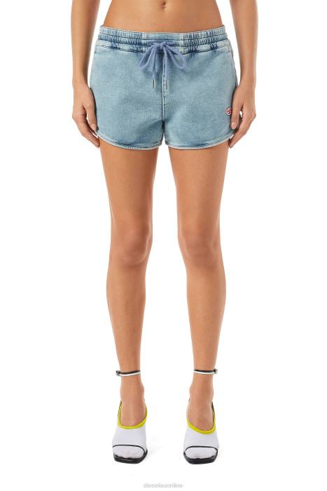 Diesel Women d-sunny track denim running shorts FLL0995 Apparel Light Blue