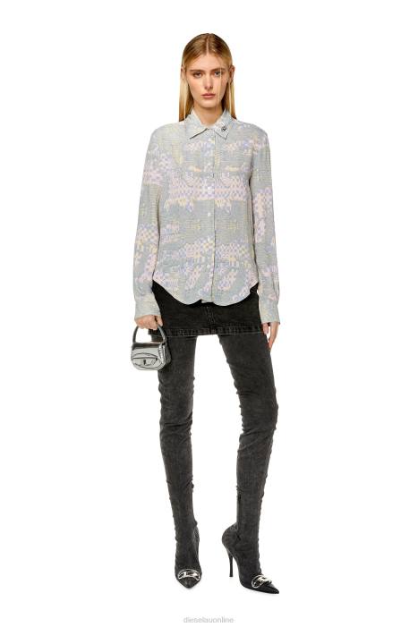 Diesel Women c-gisey-aop FLL0967 Apparel Pink/Green