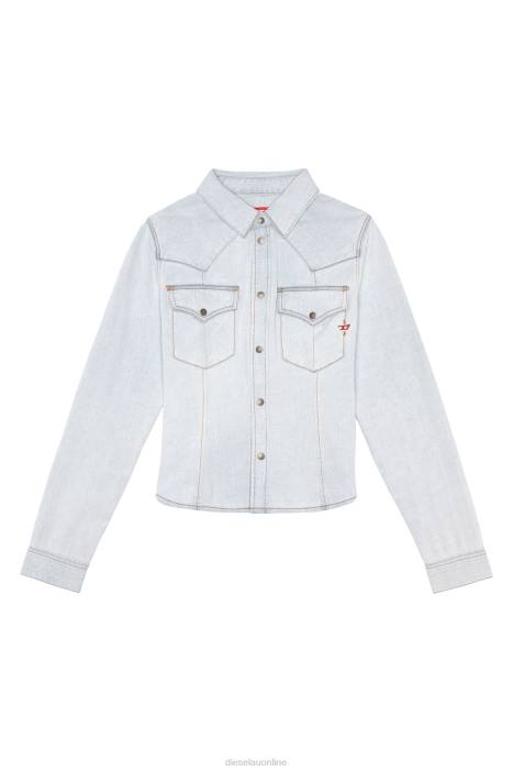 Diesel Women de-rin western shirt FLL0968 Apparel Light Blue