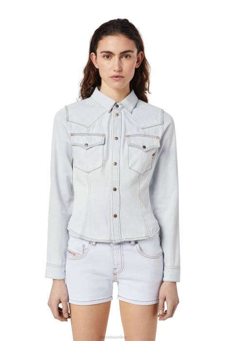 Diesel Women de-rin western shirt FLL0968 Apparel Light Blue