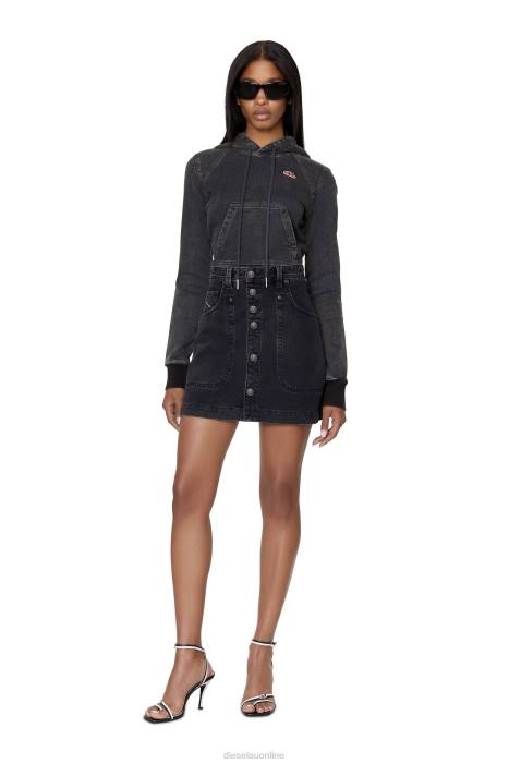 Diesel Women de-albus a-line skirt FLL01030 Apparel Black/Dark grey