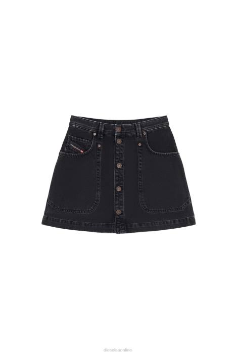 Diesel Women de-albus a-line skirt FLL01030 Apparel Black/Dark grey