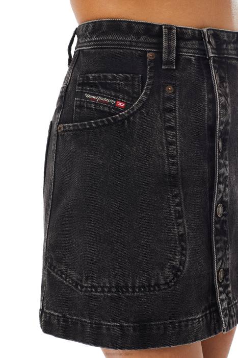Diesel Women de-albus a-line skirt FLL01030 Apparel Black/Dark grey