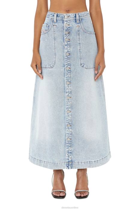 Diesel Women de-albus-l a-line long skirt FLL01041 Apparel Light Blue