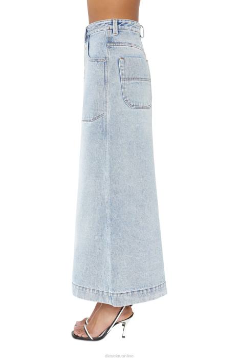 Diesel Women de-albus-l a-line long skirt FLL01041 Apparel Light Blue