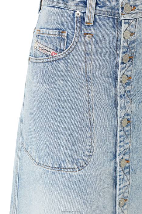Diesel Women de-albus-l a-line long skirt FLL01041 Apparel Light Blue