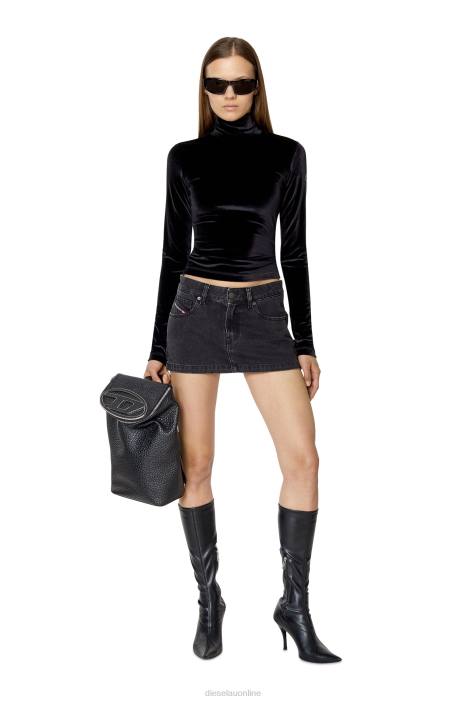 Diesel Women de-ron mini skirt FLL01027 Apparel Black/Dark grey