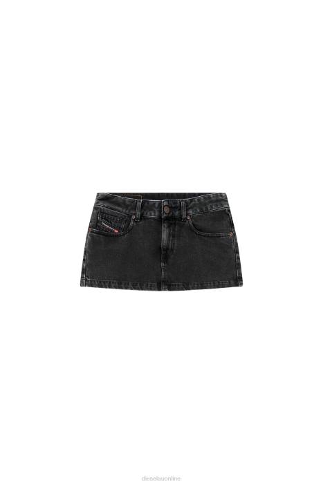 Diesel Women de-ron mini skirt FLL01027 Apparel Black/Dark grey