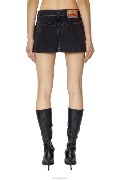 Diesel Women de-ron mini skirt FLL01027 Apparel Black/Dark grey