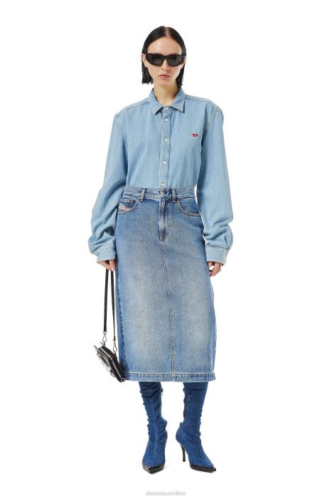 Diesel Women de-ronny pencil skirt FLL01015 Apparel Medium blue