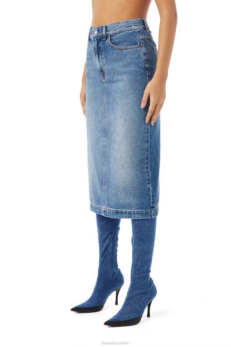 Diesel Women de-ronny pencil skirt FLL01015 Apparel Medium blue