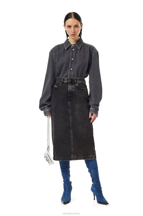 Diesel Women de-ronny pencil skirt FLL01031 Apparel Black/Dark grey