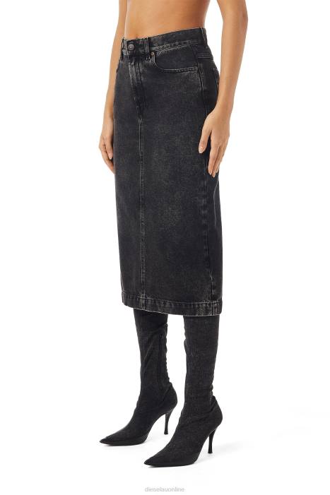 Diesel Women de-ronny pencil skirt FLL01031 Apparel Black/Dark grey