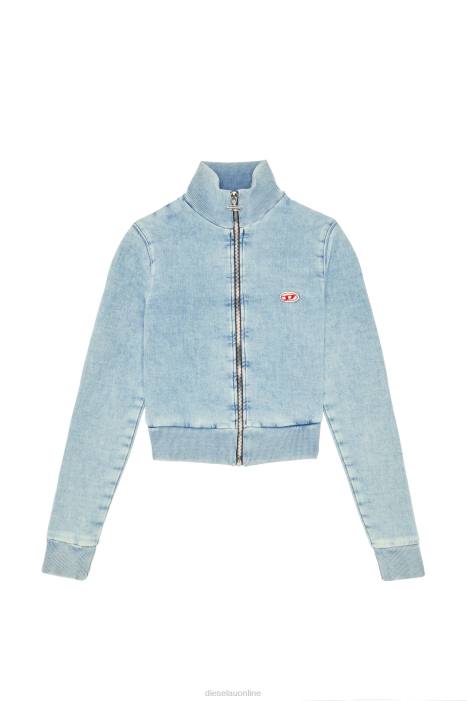 Diesel Women d-emy track denim sweatshirt FLL0906 Apparel Light Blue