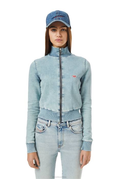 Diesel Women d-emy track denim sweatshirt FLL0906 Apparel Light Blue