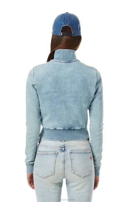 Diesel Women d-emy track denim sweatshirt FLL0906 Apparel Light Blue