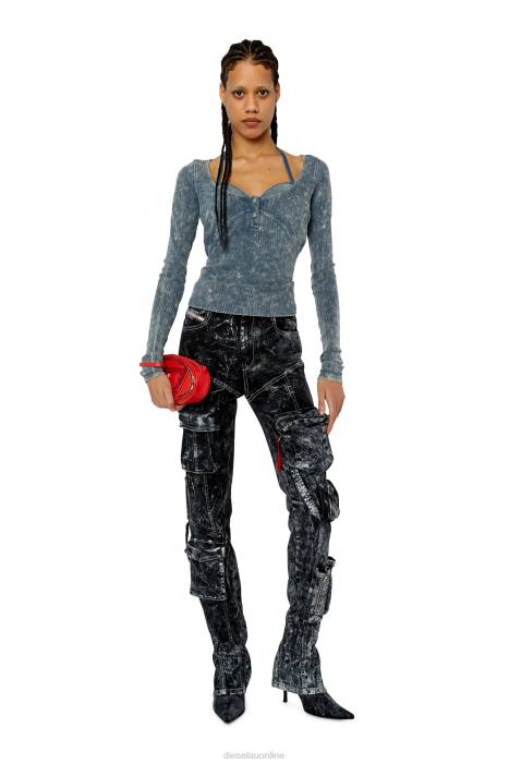 Diesel Women t-analie FLL0943 Apparel Blue